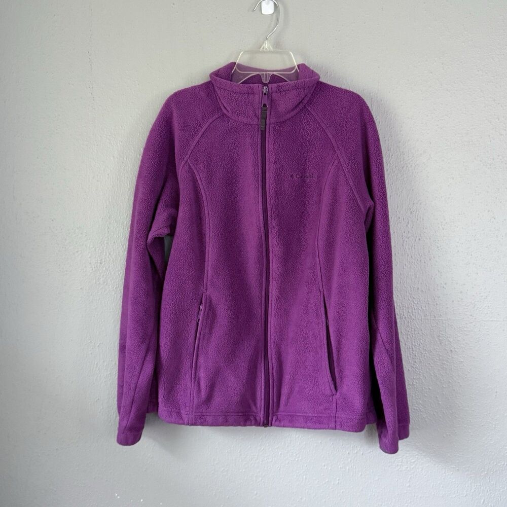 Columbia Fleece Jacket Women's Medium Purple Full Zip Zip Pockets Outdoor Hiking
